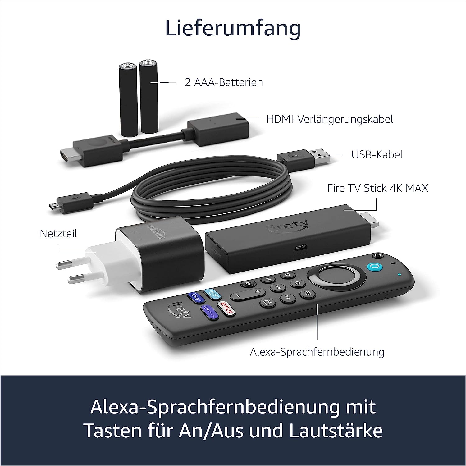 Fire TV Stick 4K Max mit Wi-Fi 6 und Alexa-Sprachfernbedienung (mit TV-Steuerungstasten) - Instock Germany